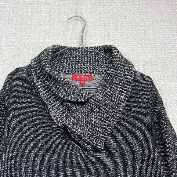 Guess Men’s Cleo Shawl Collar Zip Sweater Size L Light Grey Knit Pullover - Picture 2 of 12